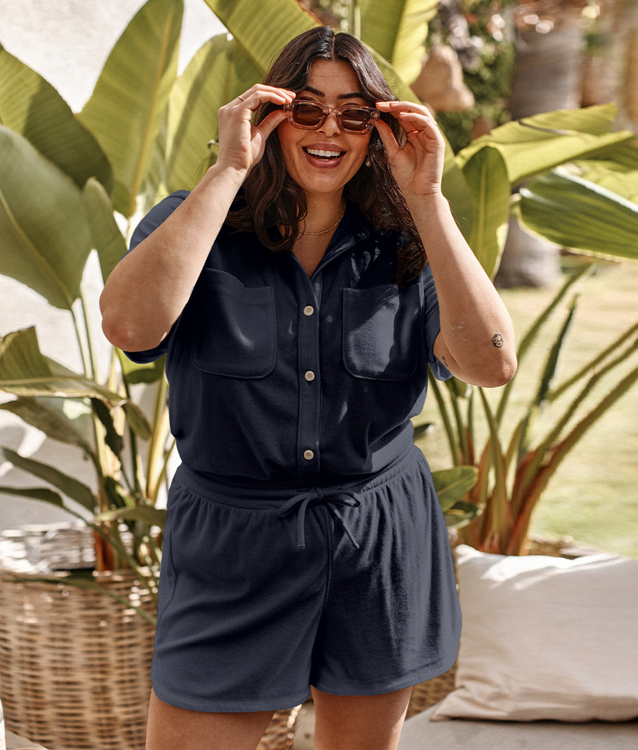  The Towel Terry Button-Down Shirt - Midnight