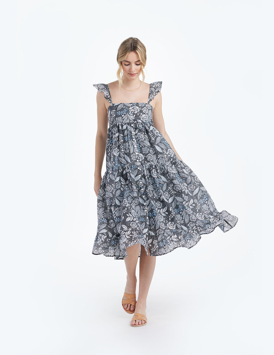  The Tiered Ruffle Midi Dress - Island Floral