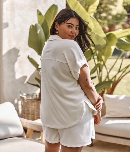  The Towel Terry Button-Down Shirt - White Sand