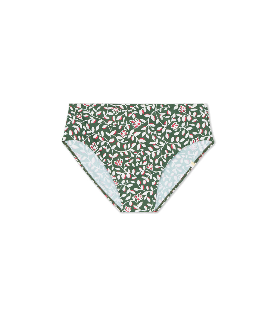  The High Leg High Rise Bottom - Twilight Floral In Olive