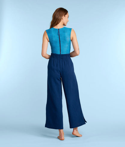  The Cloud Gauze Wide-Leg Pants - Deep Sea