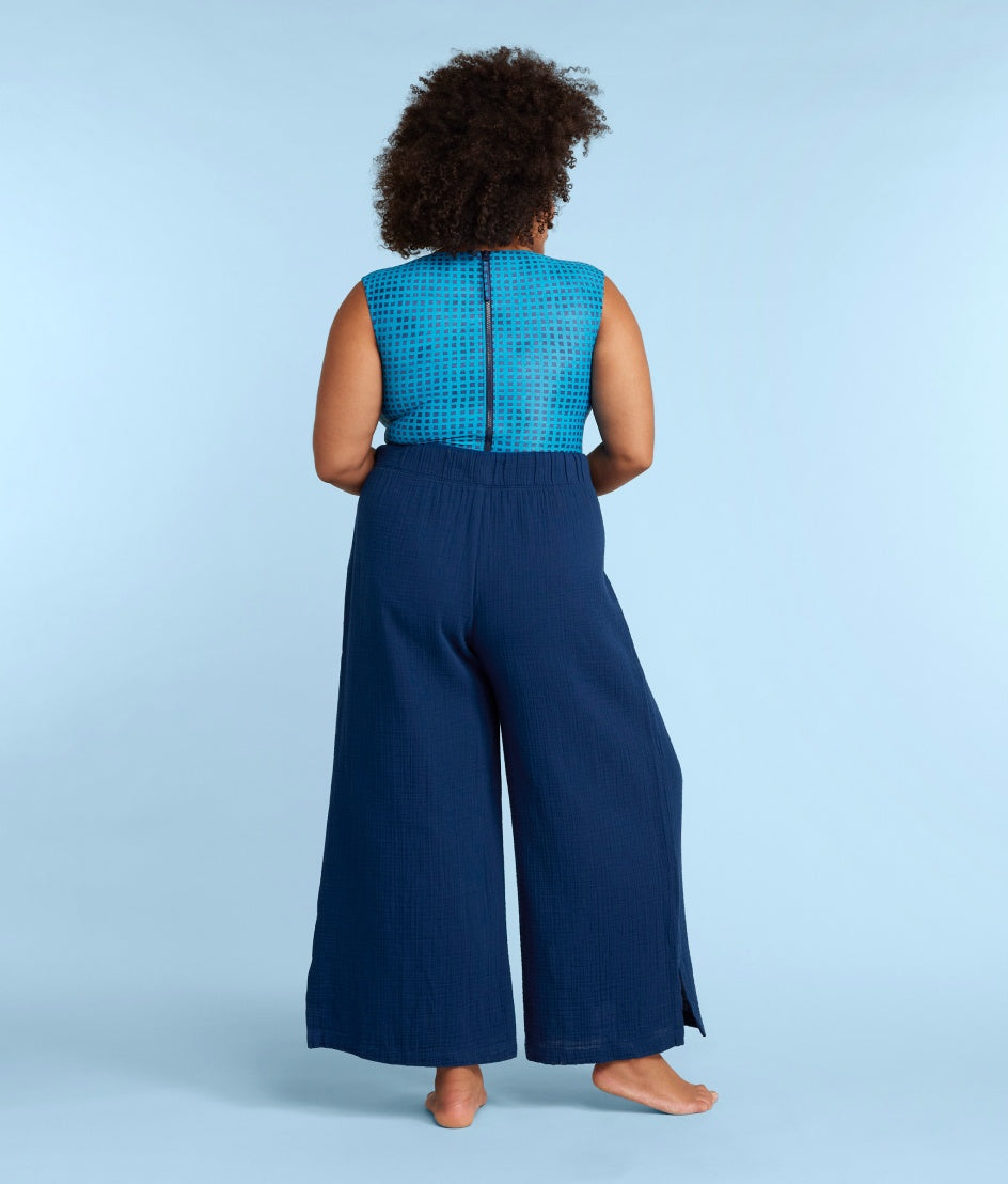  The Cloud Gauze Wide-Leg Pants - Deep Sea