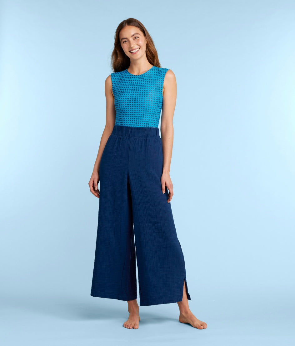  The Cloud Gauze Wide-Leg Pants - Deep Sea