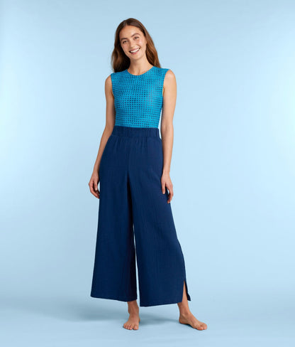  The Cloud Gauze Wide-Leg Pants - Deep Sea