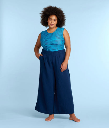  The Cloud Gauze Wide-Leg Pants - Deep Sea