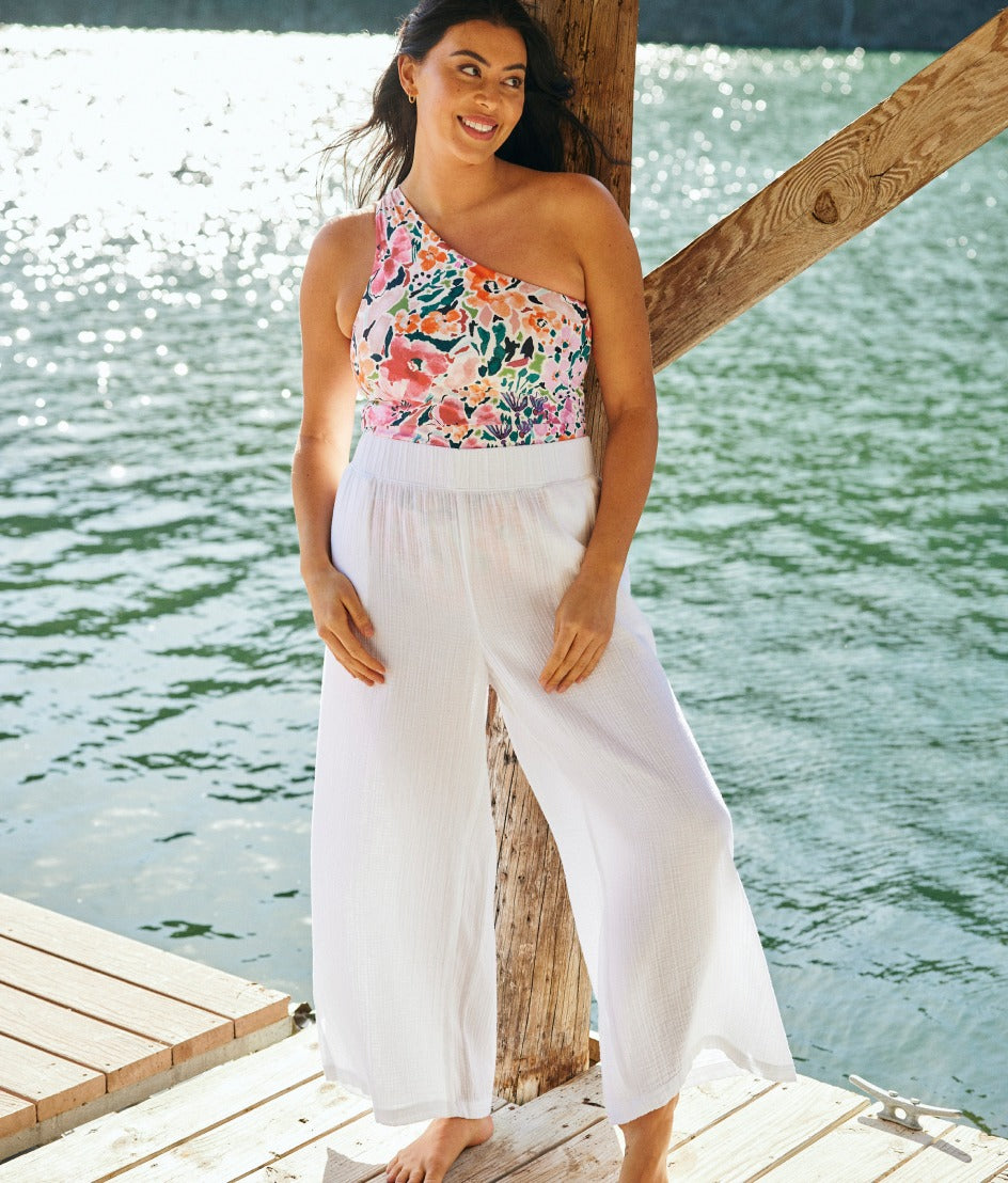  The Cloud Gauze Wide-Leg Pants - White Sand