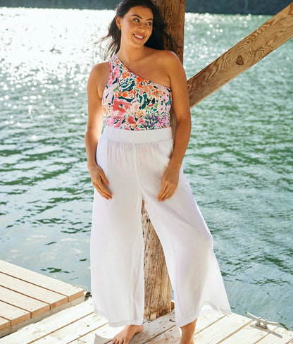  The Cloud Gauze Wide-Leg Pants - White Sand