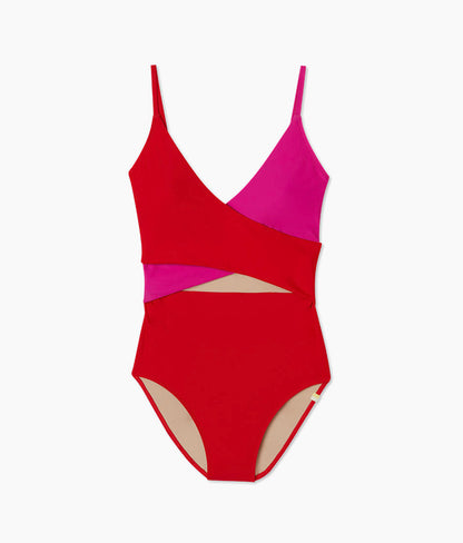  The Sea Breeze Cutout One-Piece - Lava & Hibiscus