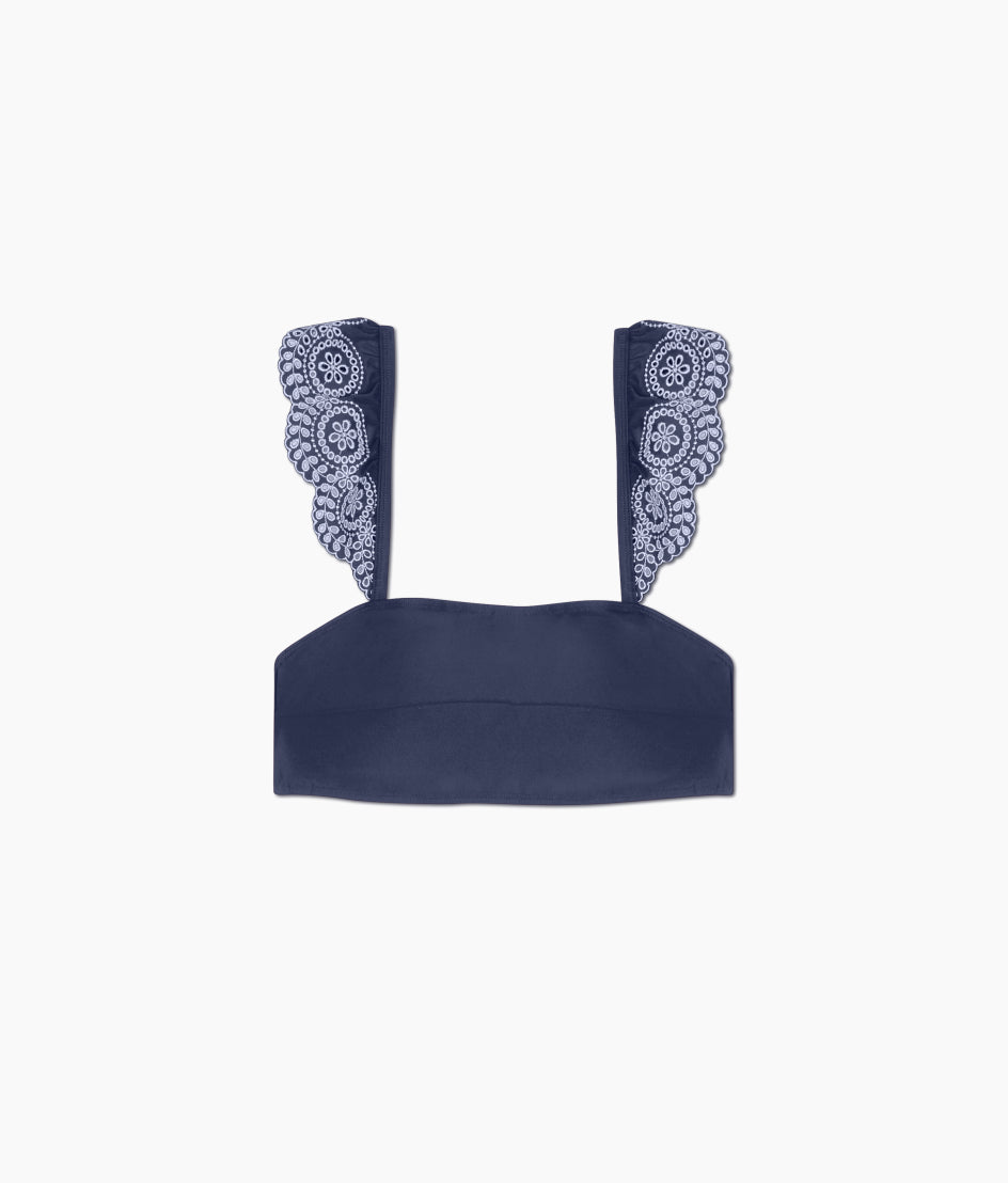  The Eyelet Ruffle Oasis Top - Deep Sea