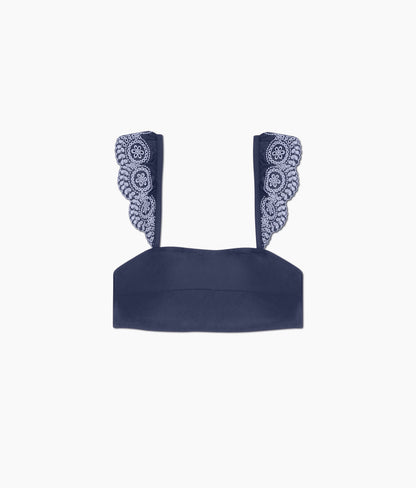  The Eyelet Ruffle Oasis Top - Deep Sea