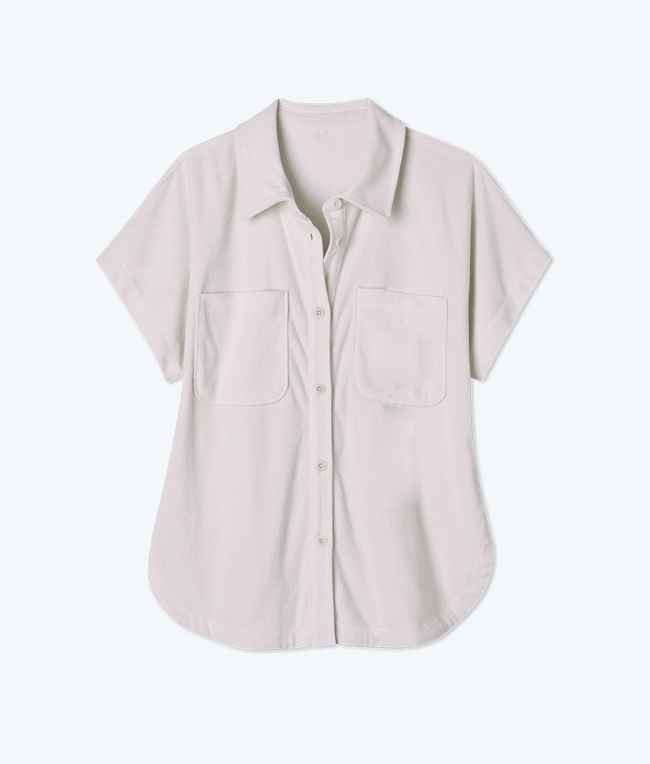  The Towel Terry Button-Down Shirt - White Sand