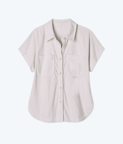  The Towel Terry Button-Down Shirt - White Sand