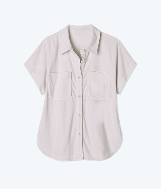  The Towel Terry Button-Down Shirt - White Sand