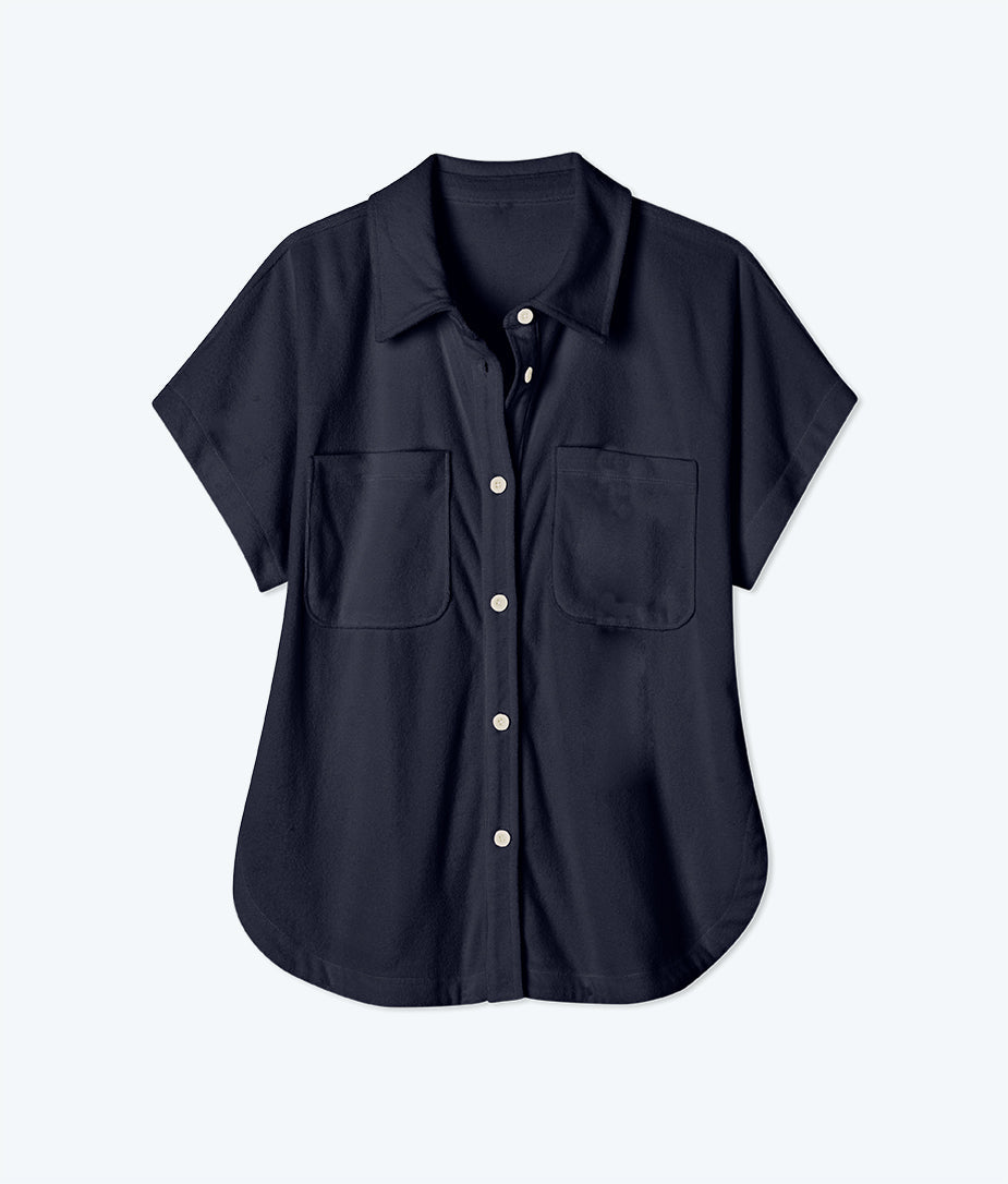  The Towel Terry Button-Down Shirt - Midnight