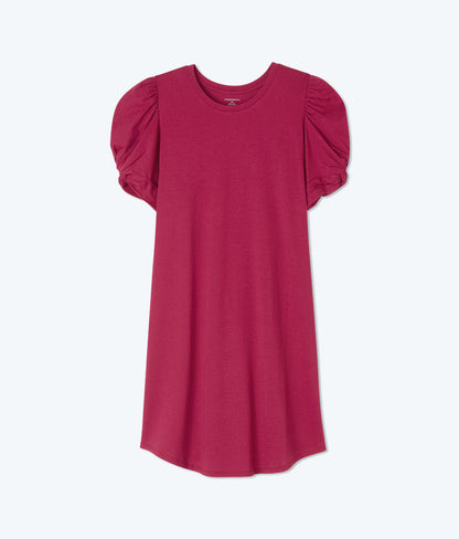  The Luxe Pima Twist-Sleeve T-Shirt Dress - Currant