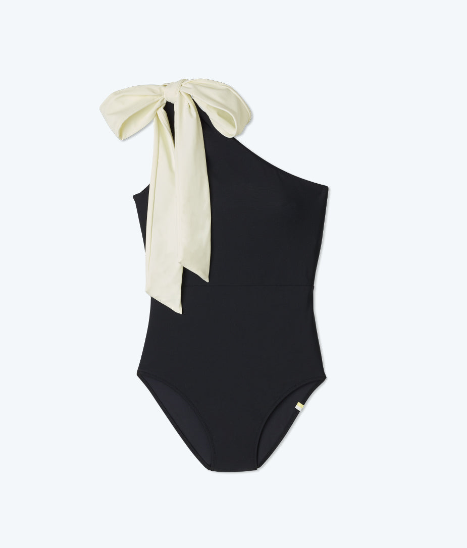  The Bow-Shoulder Ruched Sidestroke - Sea Urchin & White Sand