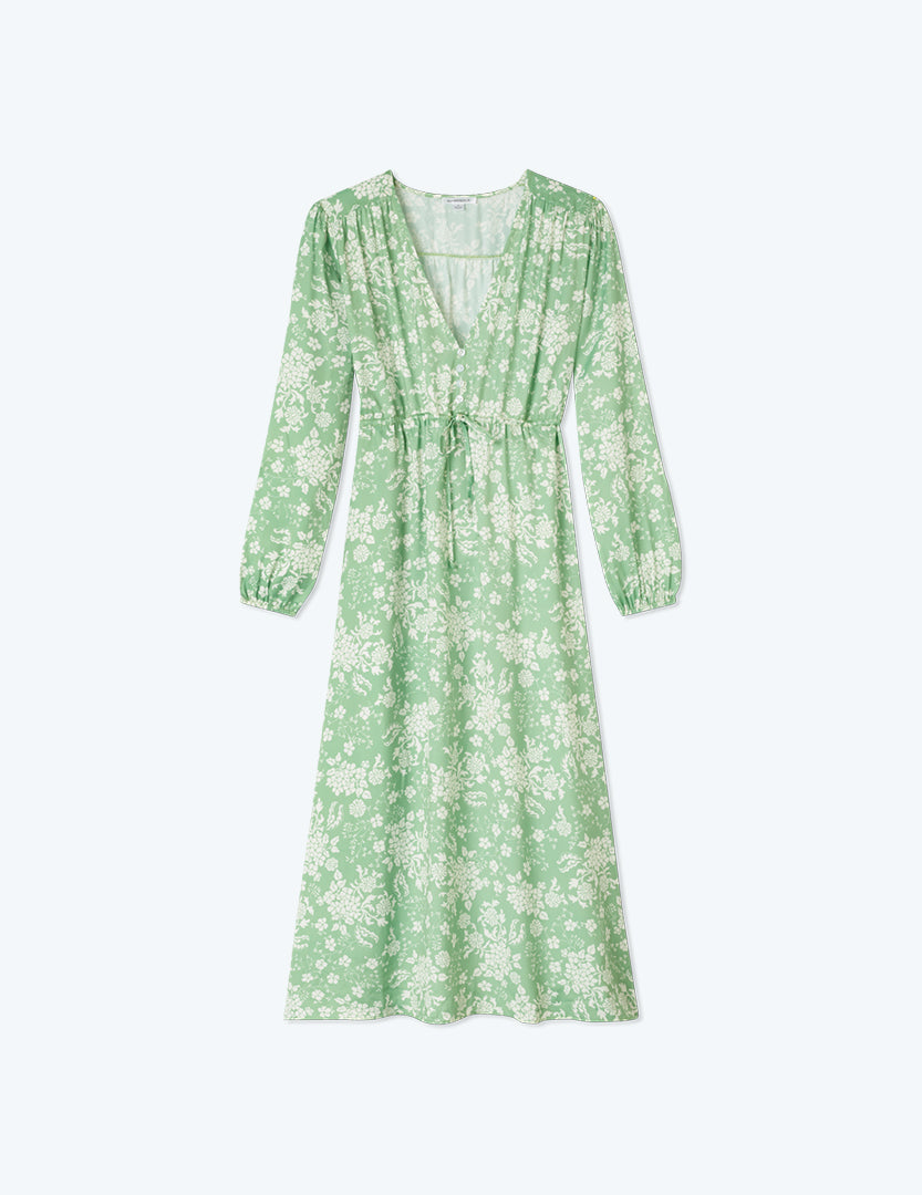  The Cinched Waist Caftan Dress - Vintage Floral In Ivy