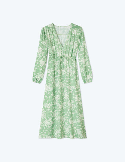  The Cinched Waist Caftan Dress - Vintage Floral In Ivy