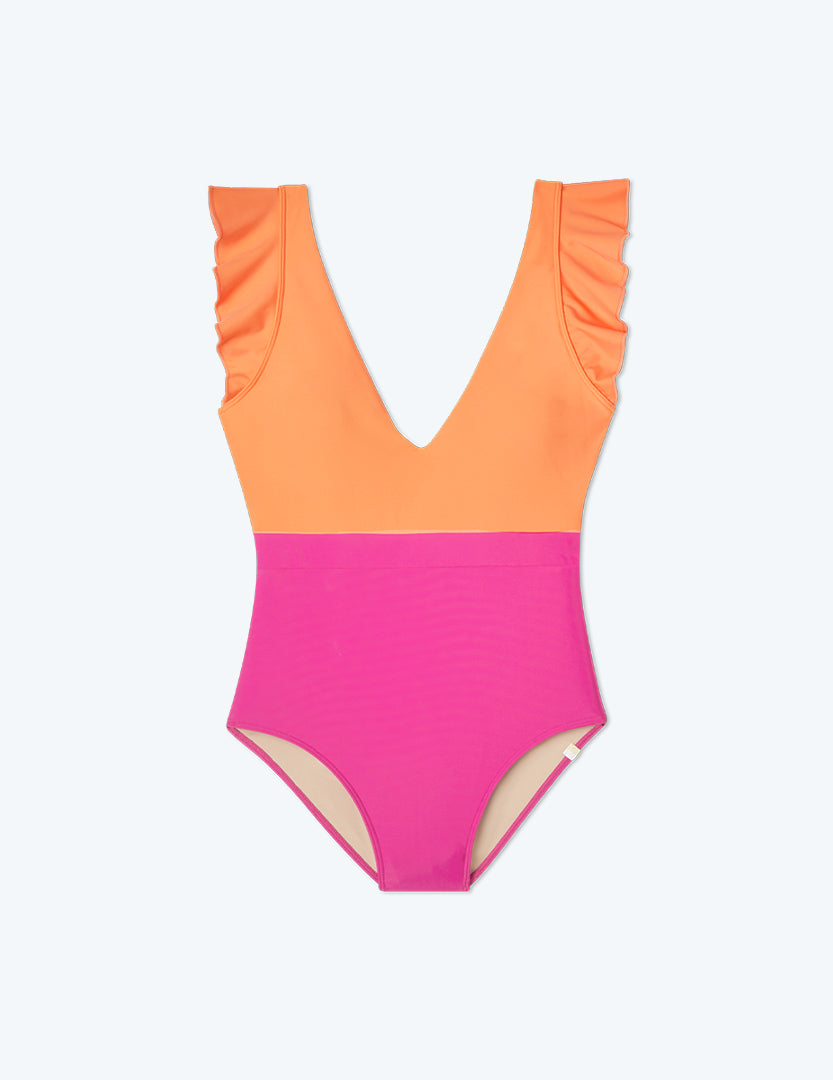  The Ruffle Backflip - Hibiscus & Tangerine