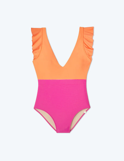  The Ruffle Backflip - Hibiscus & Tangerine