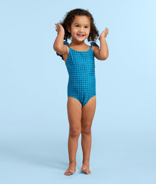  The Girls' Ruffle One Piece - Gingham In Calypso