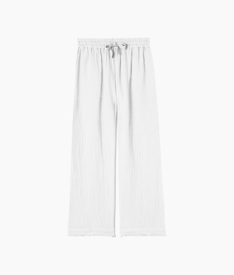  The Going Places Gauze Frayed Hem Pant - White Sand