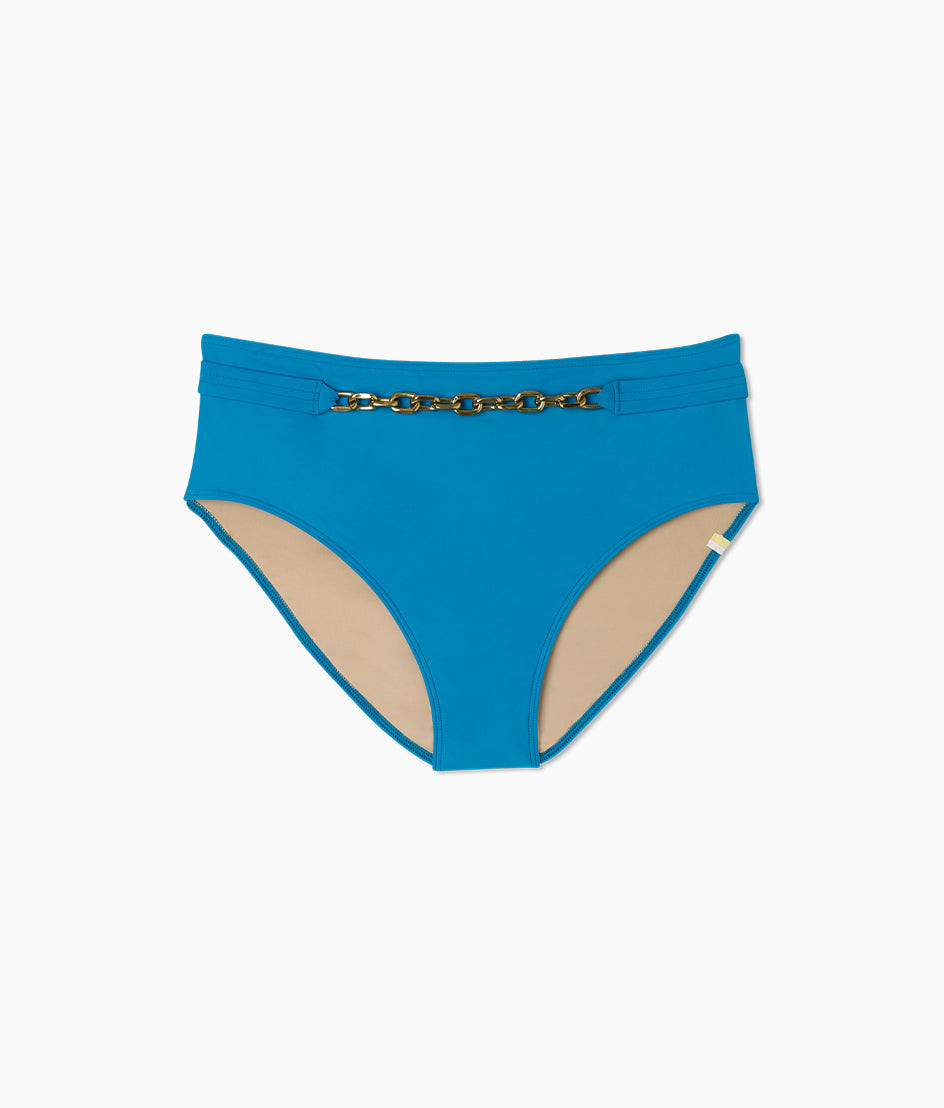  The Belted-Chain High Leg High Rise Bikini Bottoms - Capri