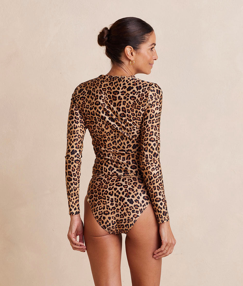  The High Leg Mid Rise Bikini Bottom - Leopard