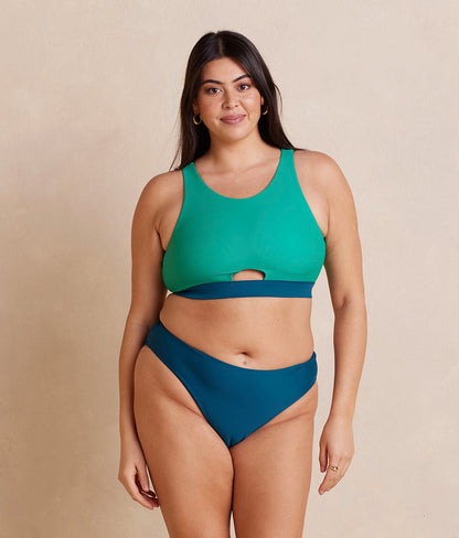  The High Leg Mid Rise Bikini Bottom - Seaweed