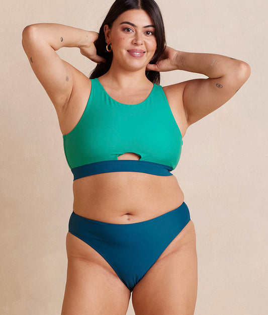  The High Leg Mid Rise Bikini Bottom - Seaweed