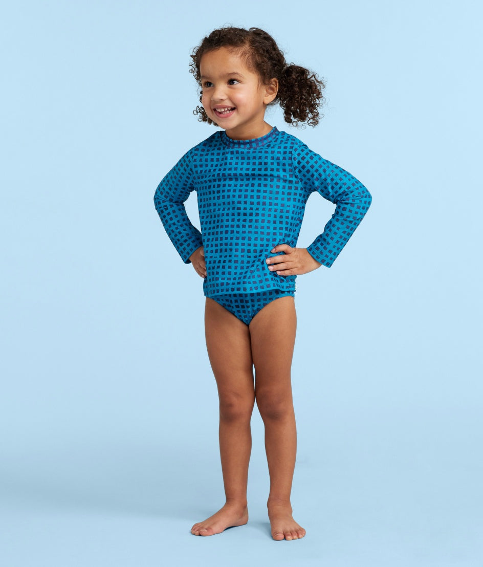  The Kids' Rash Guard - Gingham In Calypso