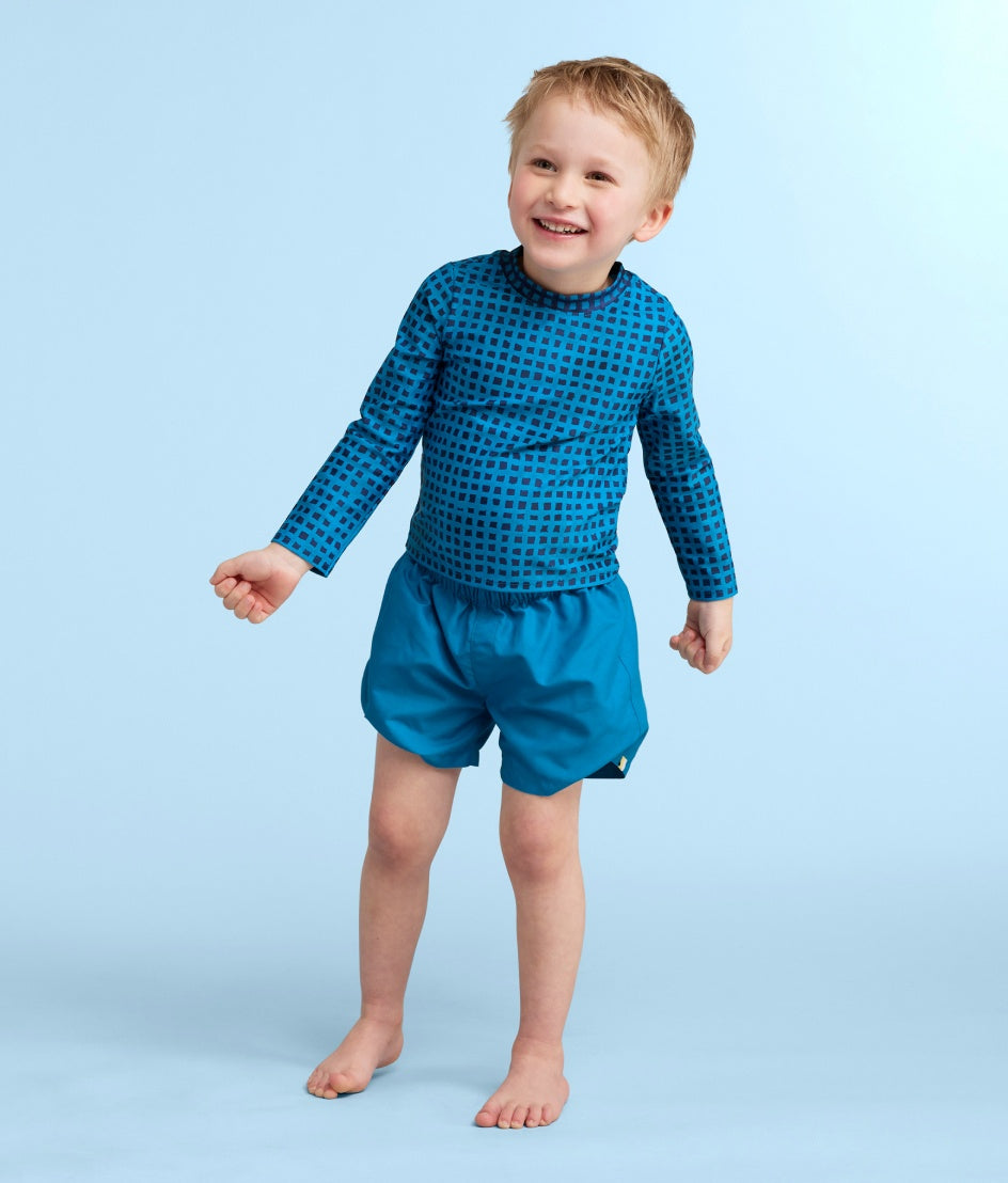  The Kids' Rash Guard - Gingham In Calypso