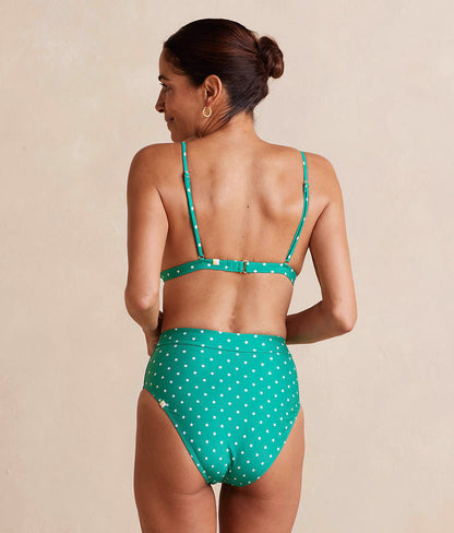  The Lace-Up High Leg High Rise Bikini Bottom - Seaglass Dot