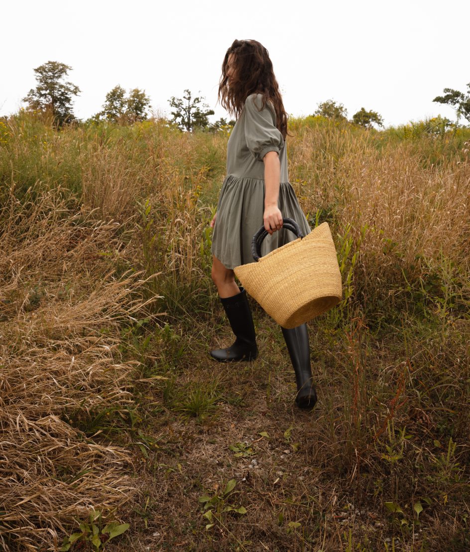  The Luxe Pima Puff-Sleeve Mini Dress - Agave