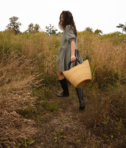  The Luxe Pima Puff-Sleeve Mini Dress - Agave