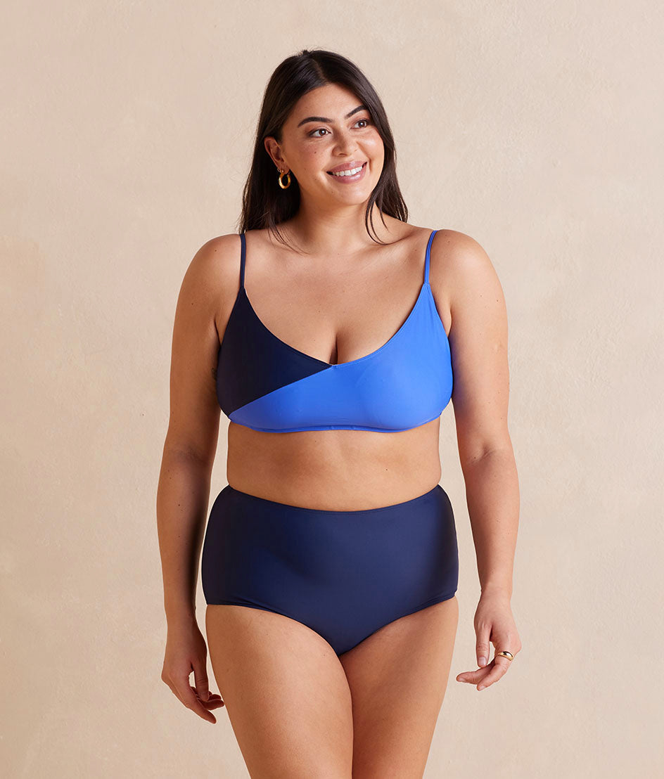  The Marina Bikini Top - Deep Sea & Hydrangea
