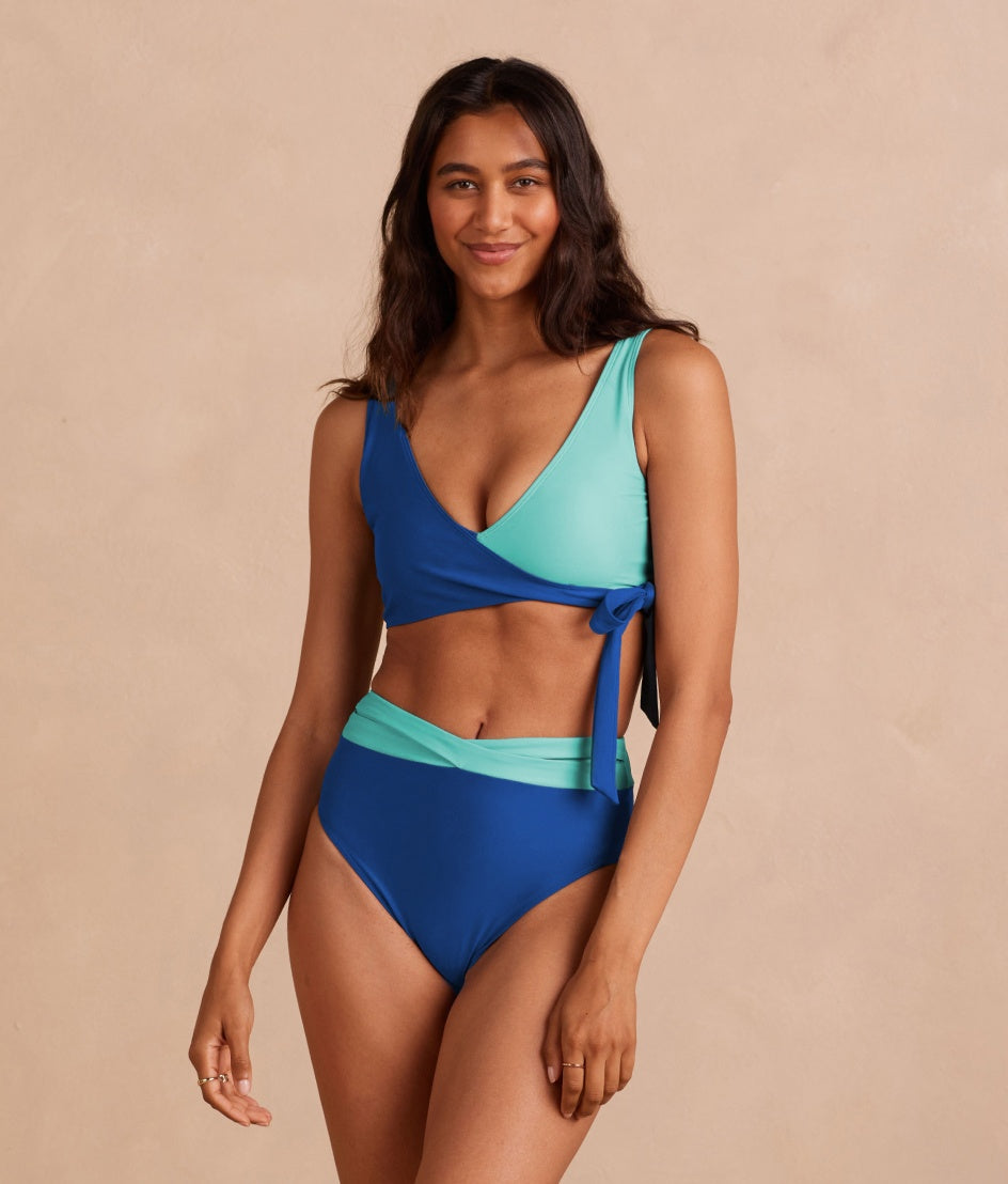  The Perfect Wrap Bikini Top - Aqua & Lapis