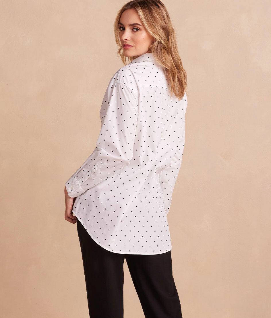  The Perfect Boyfriend Shirt - White Sand & Sea Urchin Pin Dot