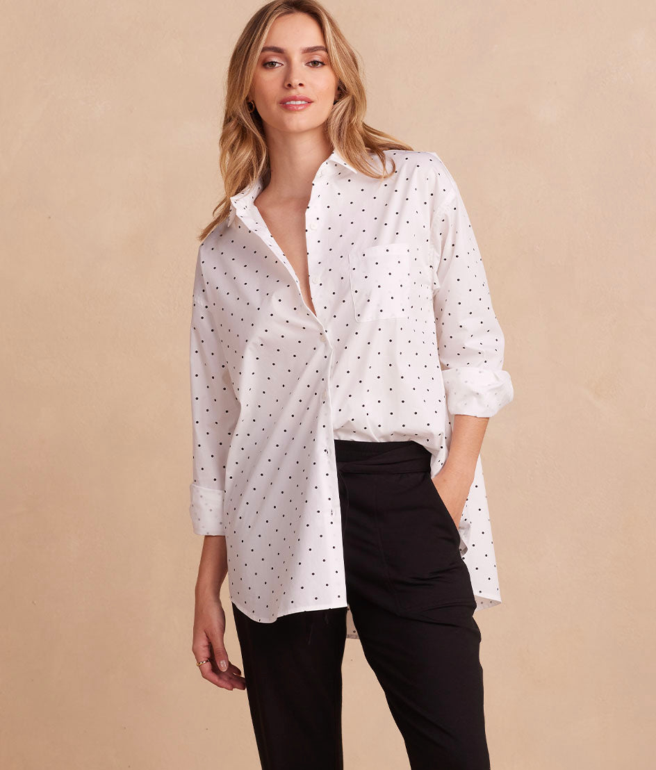  The Perfect Boyfriend Shirt - White Sand & Sea Urchin Pin Dot