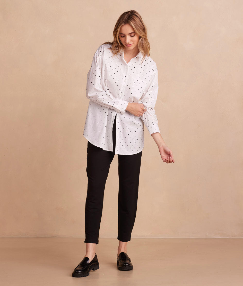  The Perfect Boyfriend Shirt - White Sand & Sea Urchin Pin Dot