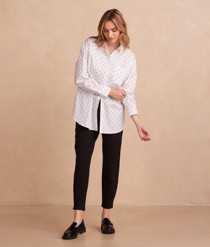  The Perfect Boyfriend Shirt - White Sand & Sea Urchin Pin Dot