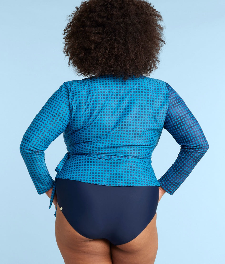 The Perfect Wrap Long Sleeve Cover-Up - Mixed Gingham In Calypso & Deep Sea