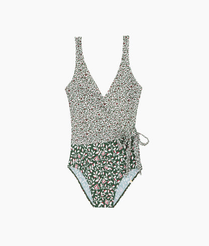  The Long Torso Perfect Wrap One Piece - Twilight Floral In Olive