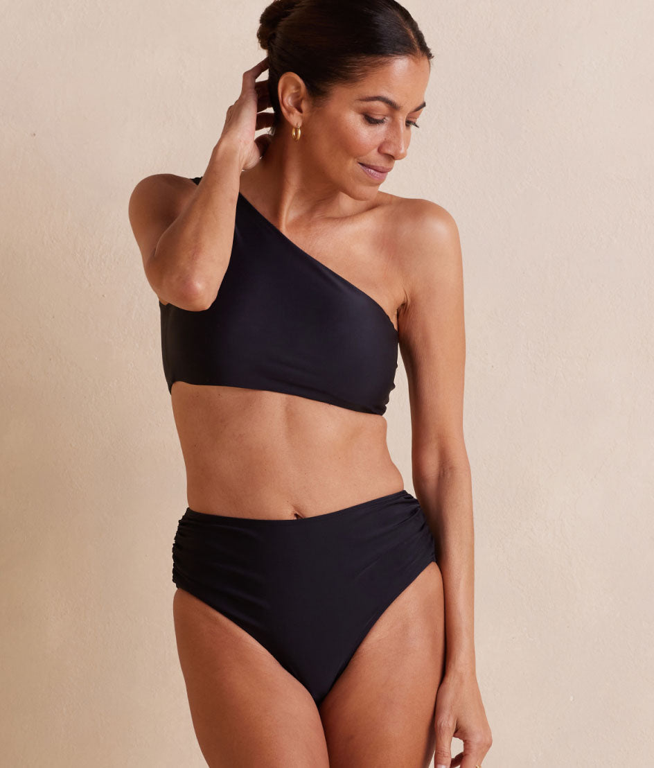  The Ruched High Leg High Rise Bottom - Sea Urchin