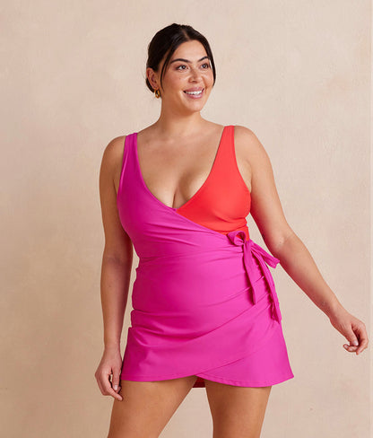  The Ruched Swim Skirt - Hibiscus
