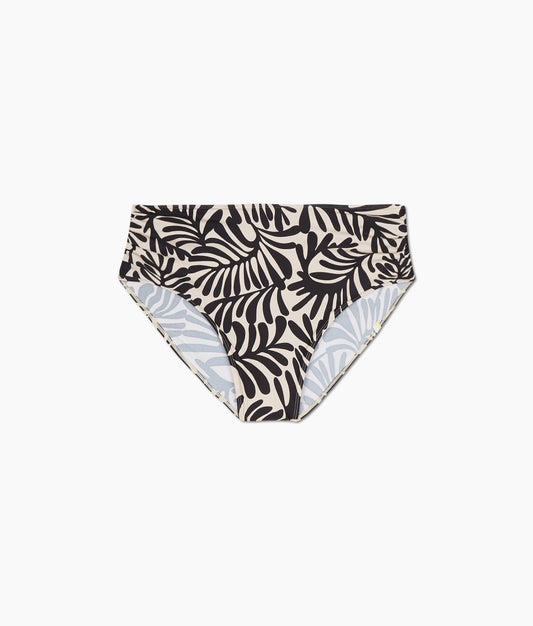  The Ruched High Leg High Rise Bottom - Abstract Palm In Sea Urchin & White Sand