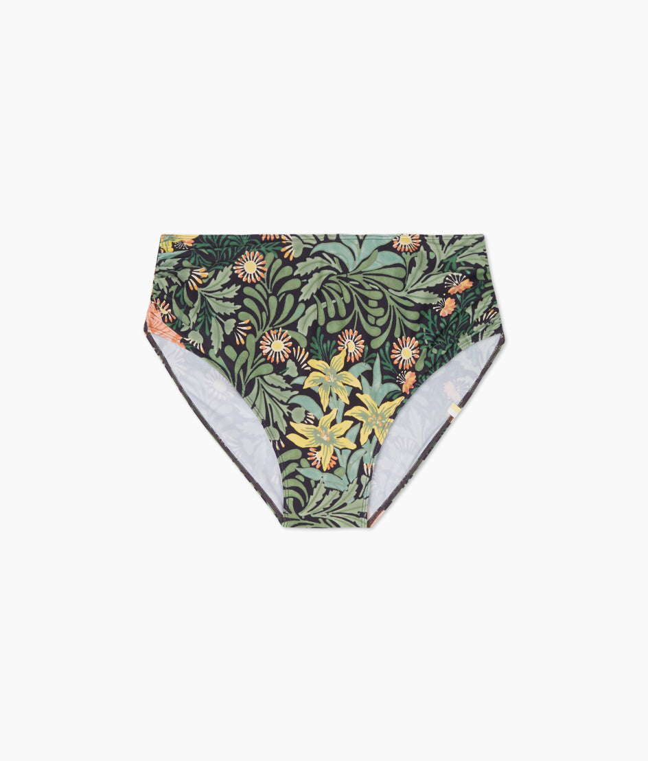  The Ruched High Leg High Rise Bottom - Bower In Seaglass & Watermelon