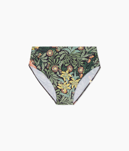  The Ruched High Leg High Rise Bottom - Bower In Seaglass & Watermelon