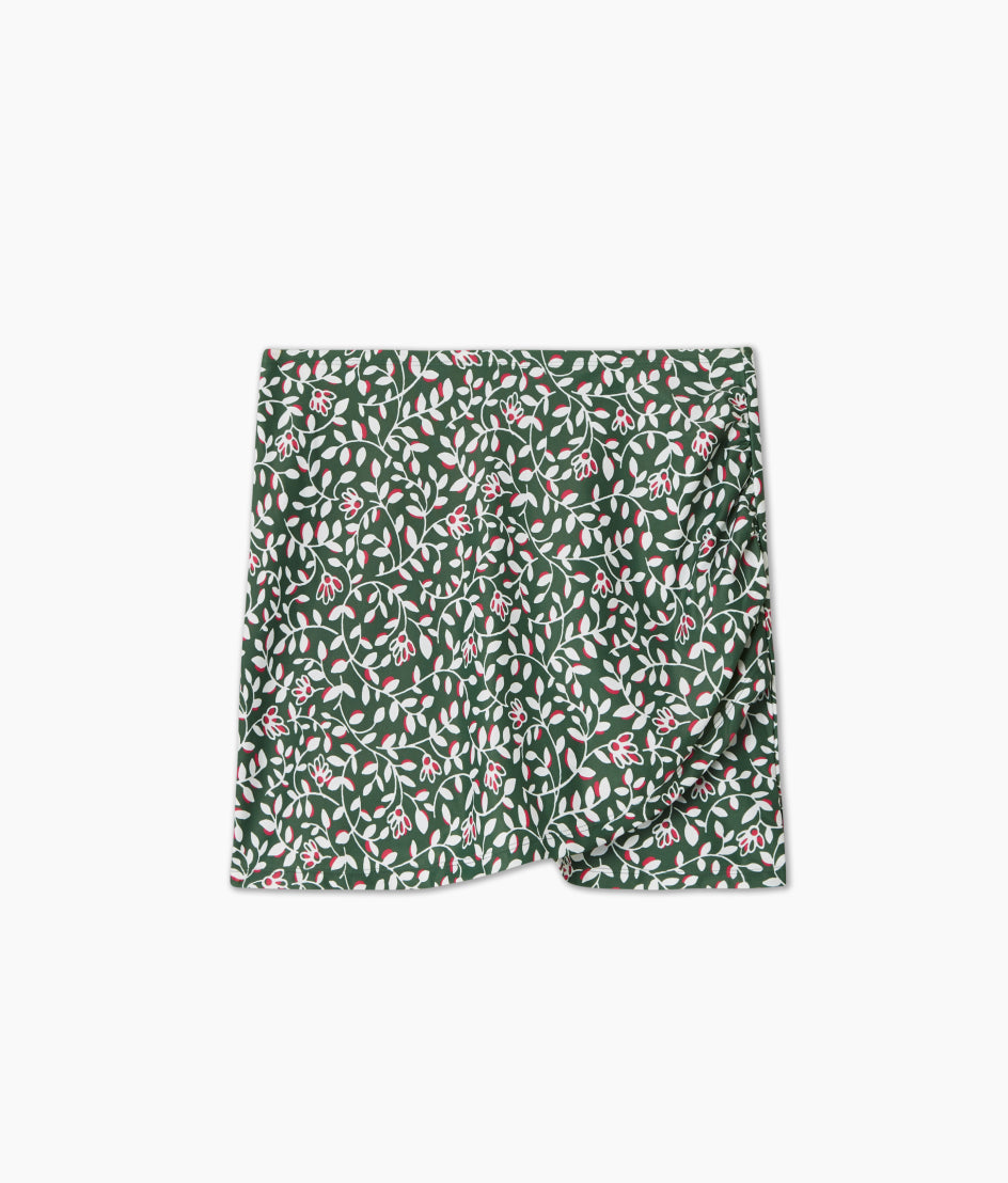  The Ruched Swim Skirt - Twilight Floral In Olive