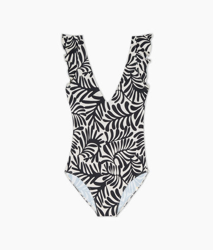  The Ruffle Backflip - Abstract Palm In Sea Urchin & White Sand